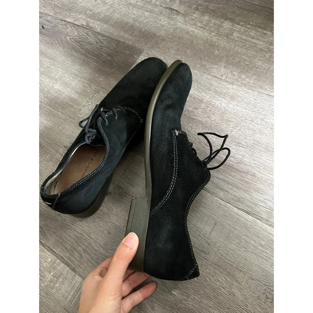 John Varvatos USA Mens Black Suede Derby Shoes F1891S4B Size 8.5 M‎